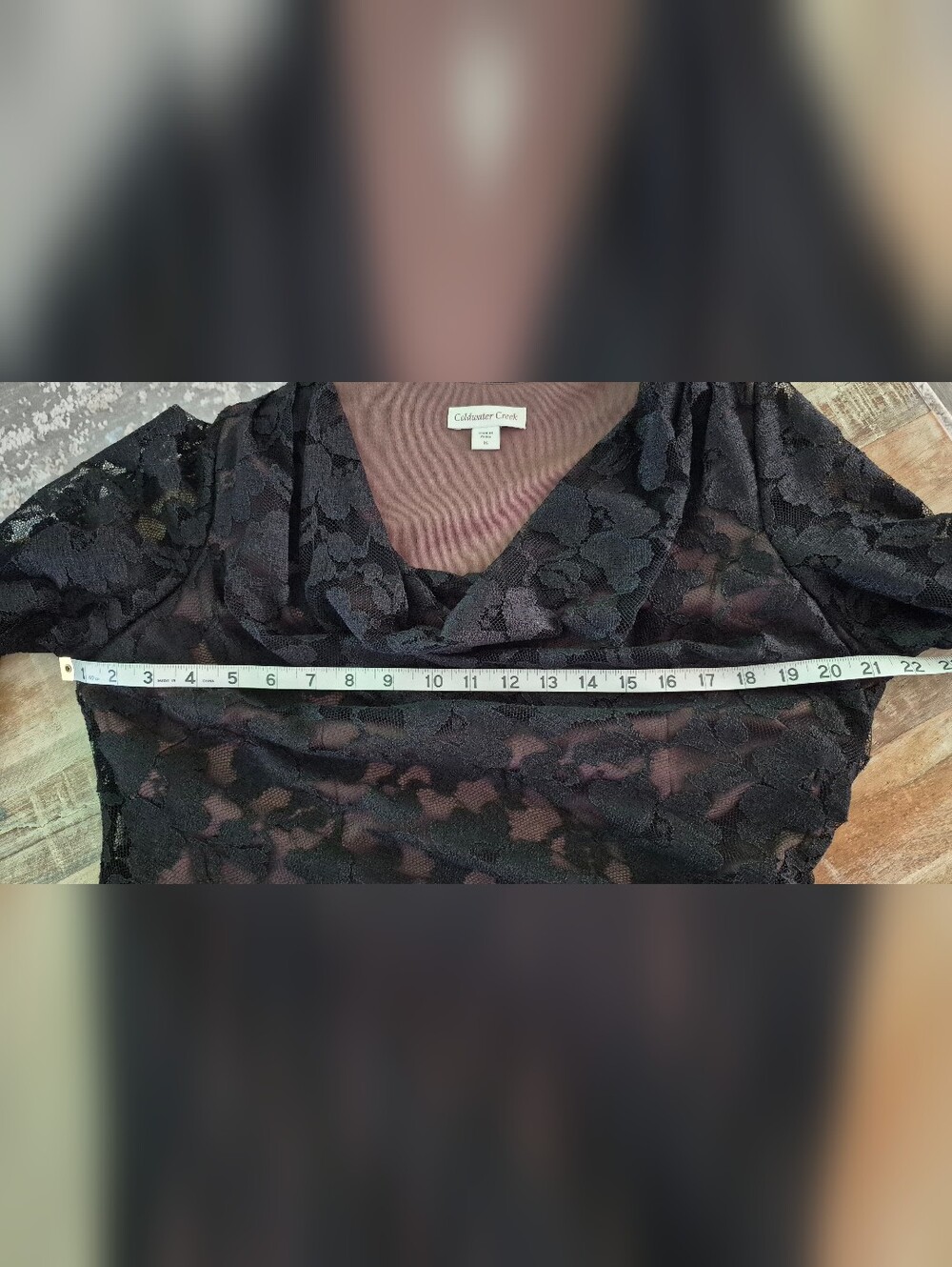 Coldwater Creek Black Lace Cowl Neck Dress Cocktail Evening Size 16 - Picture 7 of 9